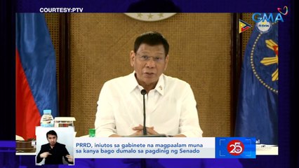 Duterte, iniutos sa gabinete na magpaalam muna sa kanya bago dumalo sa pagdinig ng Senado | Saksi