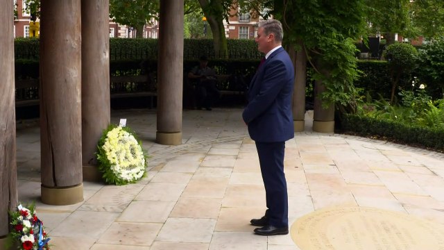 Sir Keir Starmer lays flowers at 9/11 memorial