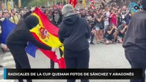 Radicales de la CUP queman fotos de Sánchez y Aragonès
