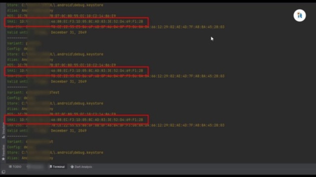 How to Get SHA1 or SHA-256 key in Android Studio for firebase Flutter Easy & First Tricks. Sha-1 Key Terminal Flutter.