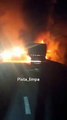 Caminhão pega fogo após acidente na BR-101 em Palhoça, na Grande Florianópolis