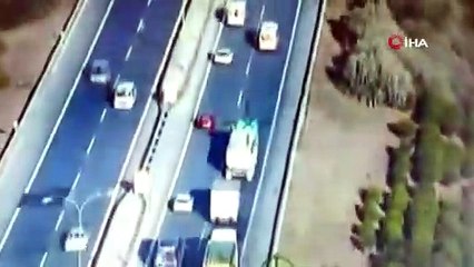 TEM otoyolunda havadan denetim: İhlal yapanlara toplam 3 bin 93 lira ceza kesildi