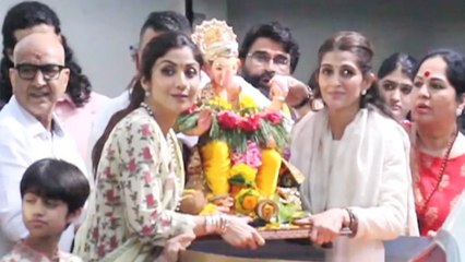 Raj Kundra और Shamita  के बिना Shilpa Shetty ने किया  गणपति विसर्जन
