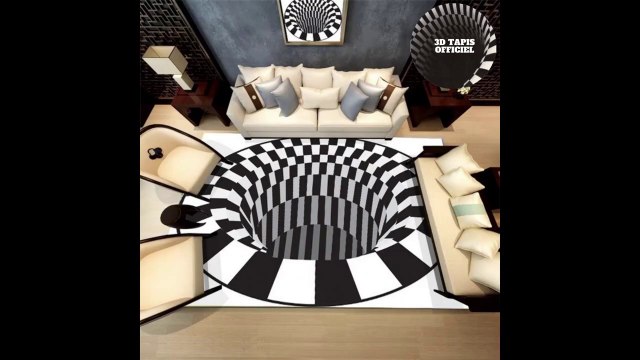 Vos tapis rectangles d'intérieur en illusion vortex 3D #interiordecor #decorationinterieure