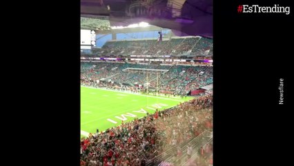 ¡Atrapen a ese gato! El angustiante rescate de un felino que cayó del techo de un estadio en medio de un partido