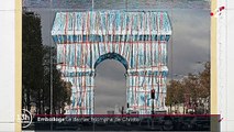 Empaquetage de l'Arc de Triomphe : Christo signe son œuvre sur les Champs-Elysées
