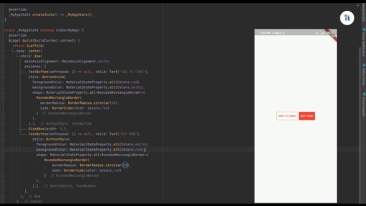How to design Button in Flutter TextButton. BorderRadius Design Flutter button.