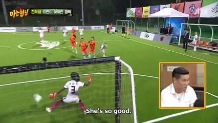 Knowing Bros Ep 297 ~ Irene Kim & Lee Hyun Yi talking about soccer, Lee Hyun Yi's big bruises, Jung Hyuk's large mouth