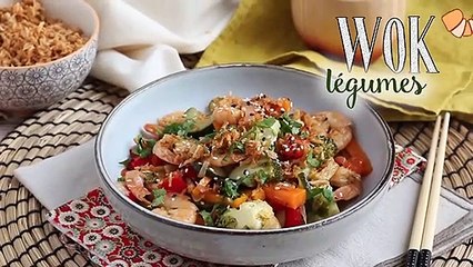 Wok aux légumes et crevettes