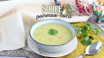 Soupe de poireaux, lait de coco et curry