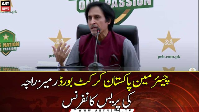 Newly elected PCB Chairman Mr Ramiz Raja, press conference at NHPC, Lahore