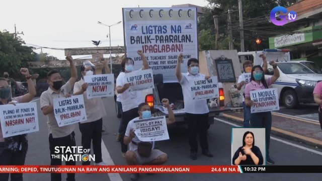Ilang guro, nagprotesta sa unang araw ng balik-blended learning; DepEd, tinutugunan na raw ang kanilang pangangailangan | SONA