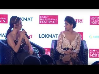 Hot Sai Tamhankar & Stylish Amruta Khanvilkar interviewed by Mahesh Manjrekar