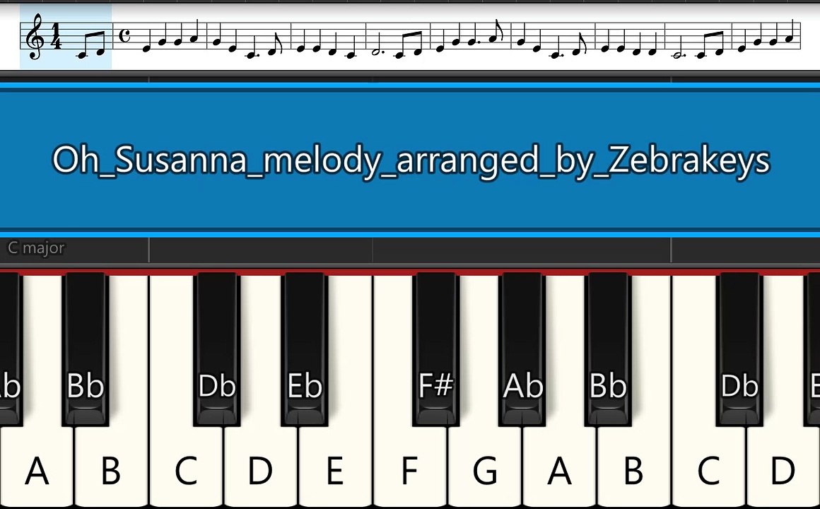 How to play Easy Song Oh Susanna - Tutorial with Music Notes
