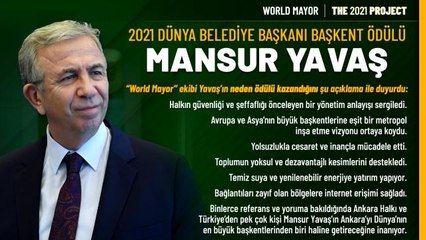 2021 Dünya Belediye Başkanı Başkent Ödülü Mansur Yavaş'ın