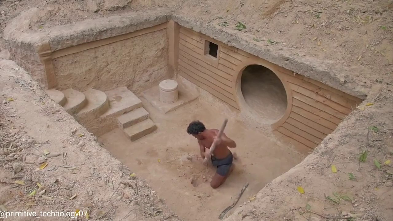 Primitive Technology Building a House and Swimming Pool - Tecnologia Primitiva