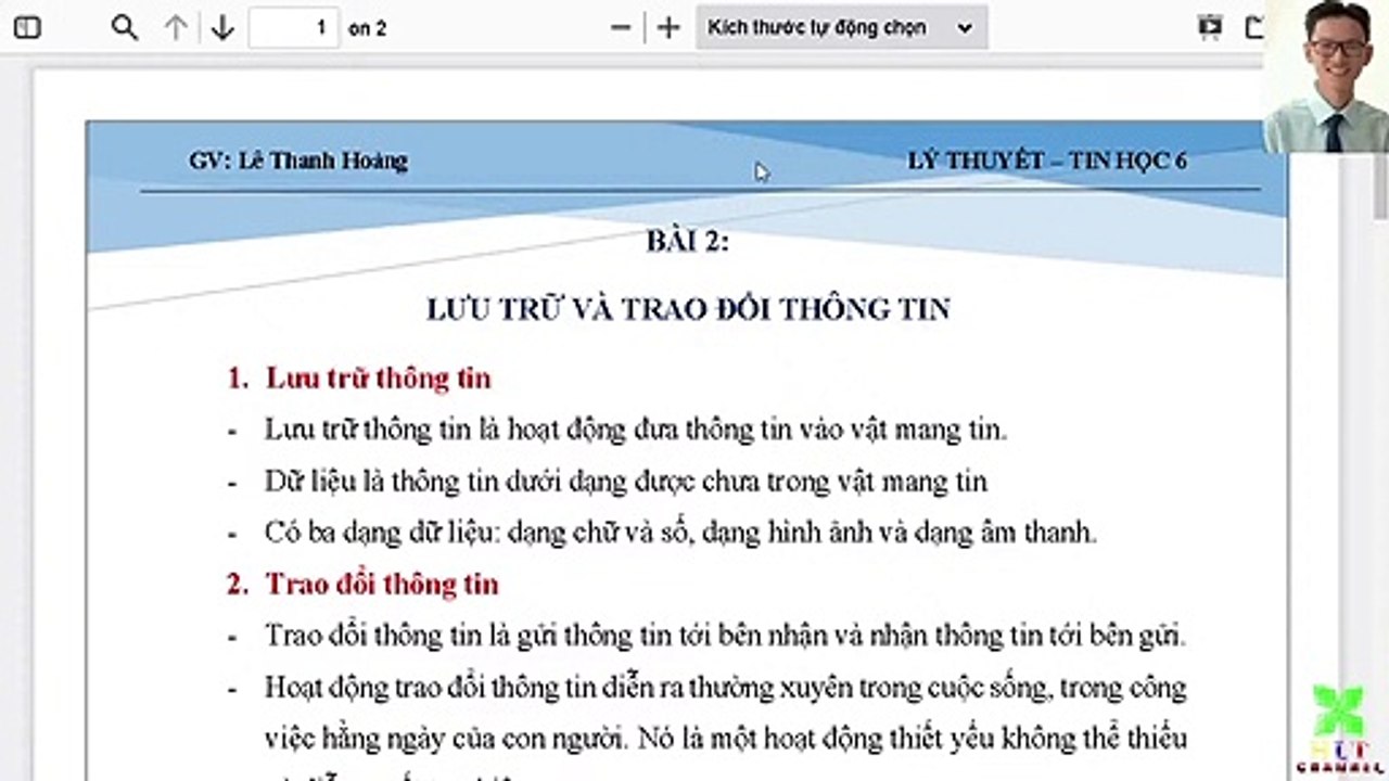 Tin học 6 - Chủ đề A - Bài 2 - Lưu trữ và trao đổi thông tin - Lý thuyết