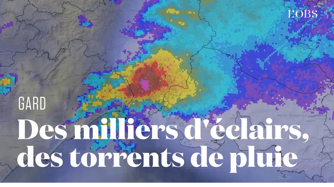 Des orages intenses et des pluies diluviennes s'abattent sur le Gard