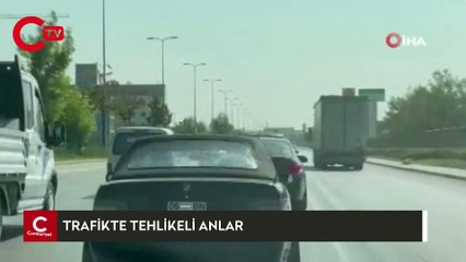 Trafikte makas atan sürücü trafiği tehlikeye soktu