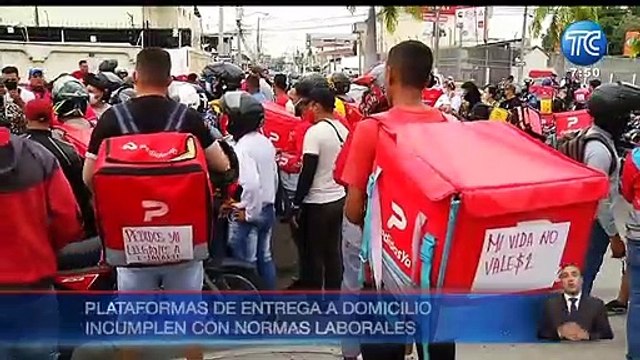 Repartidores de comida a domicilio protestan por falta de normas laborales