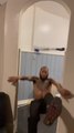 Guy Trying to do Pull Ups Falls Hard on his Butt as Pull Up Bar Gets Dislodged