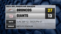 Broncos @ Giants Game Recap for SUN, SEP 12 - 04:25 PM ET
