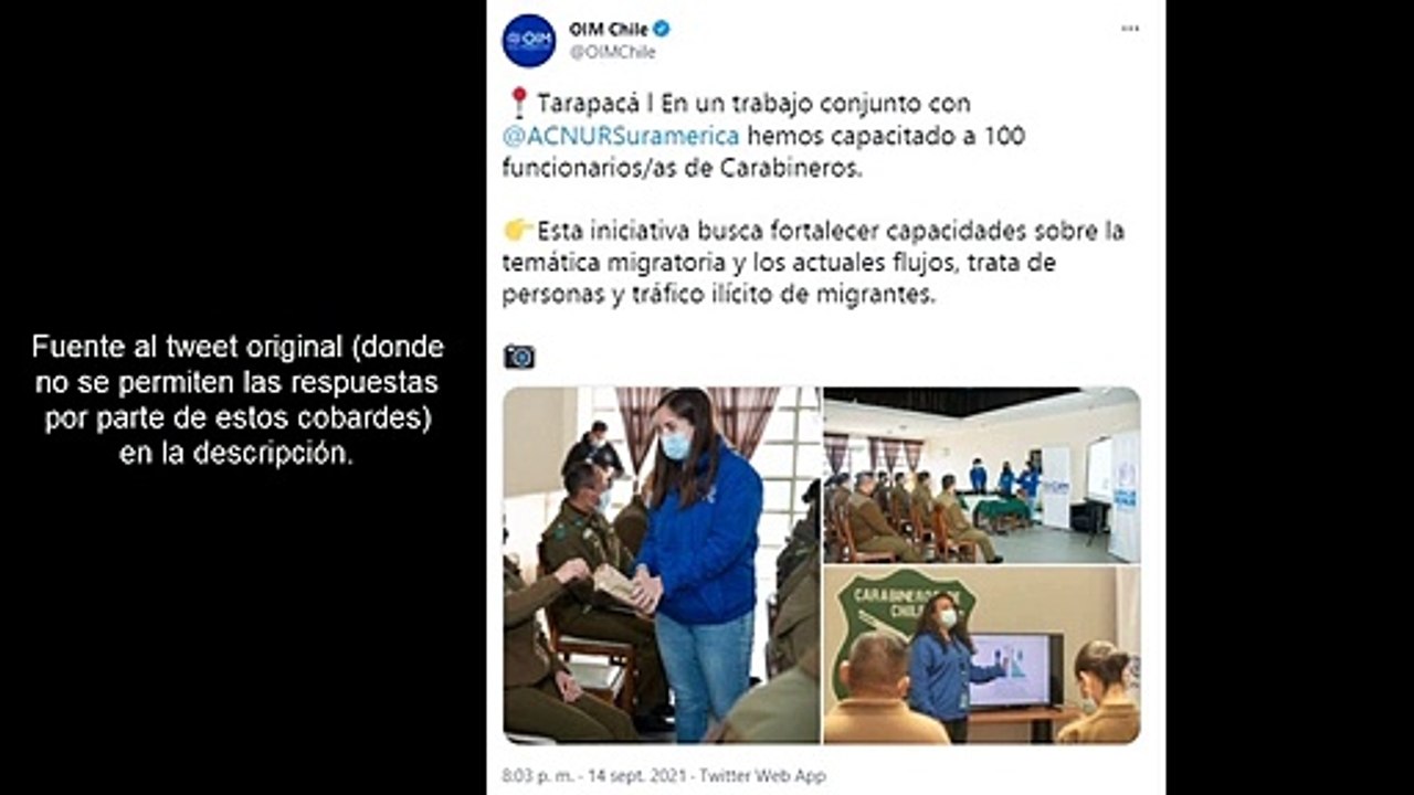 Carabineros siendo adoctrinados por la OIM/ONU