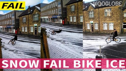 'SNOW FAIL - Cyclist Slips and Falls on Ice '