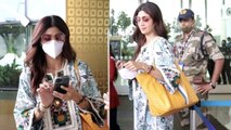 Shilpa Shetty Mumbai airport से जल्दी जल्दी चली कहां को; Watch video | FilmiBeat