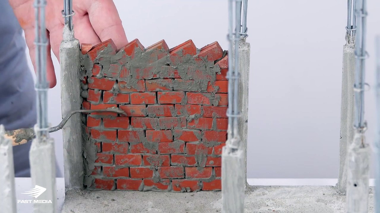How To Make a Beautiful MINI-House   BRICK WALL   BRICKLAYING - Part #2