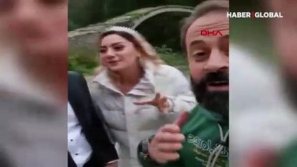 Fotoğraf çekiminde gelin ve damadı köpek kovaladı