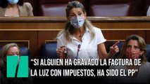 Yolanda Díaz: “Si alguien ha gravado  la factura de la luz con impuestos, ha sido el PP