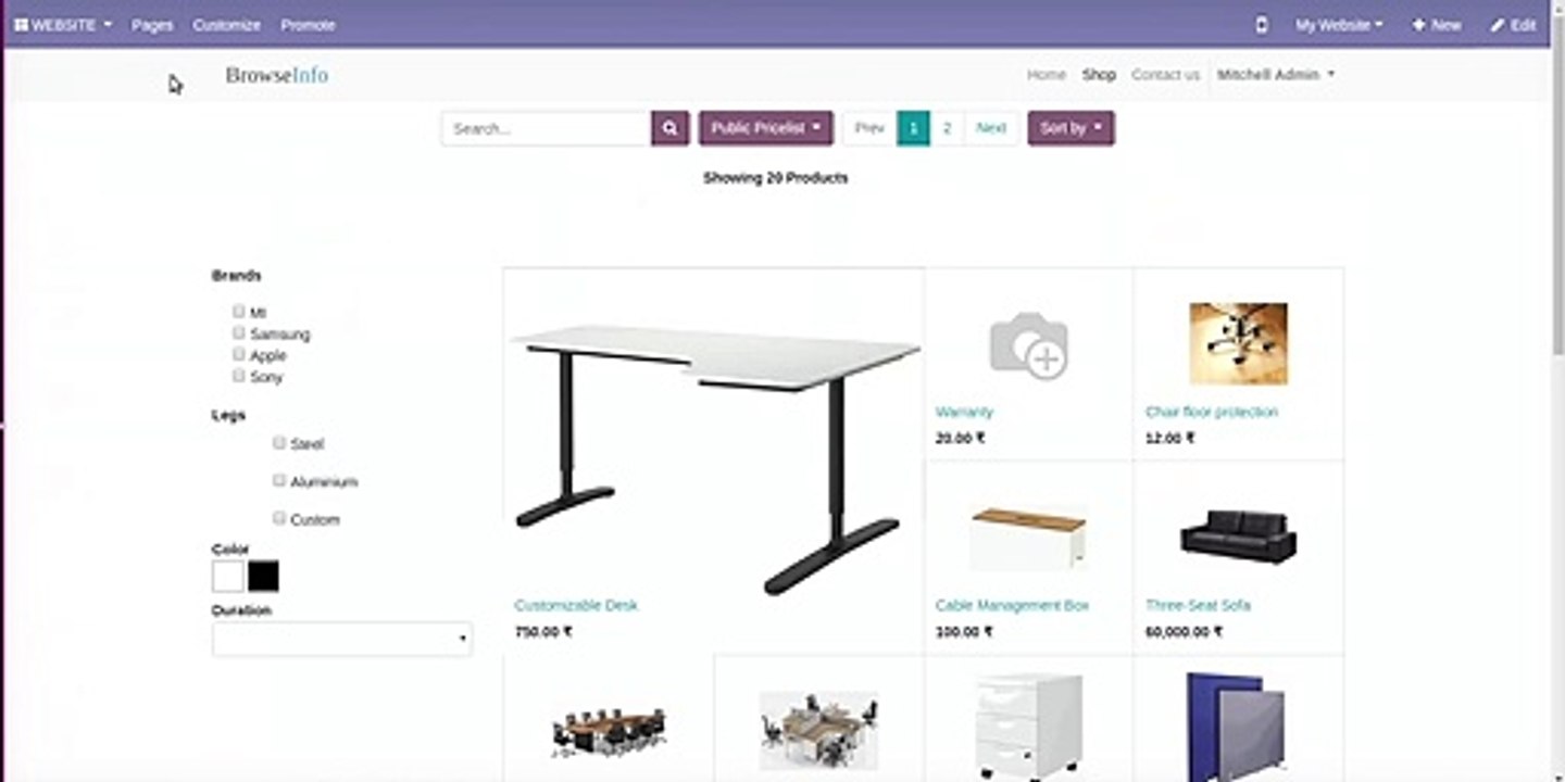 Filter Product Based on different category Brands in Website | Odoo