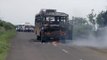 Maratha Morchya : Protesters Torched buses at solapur