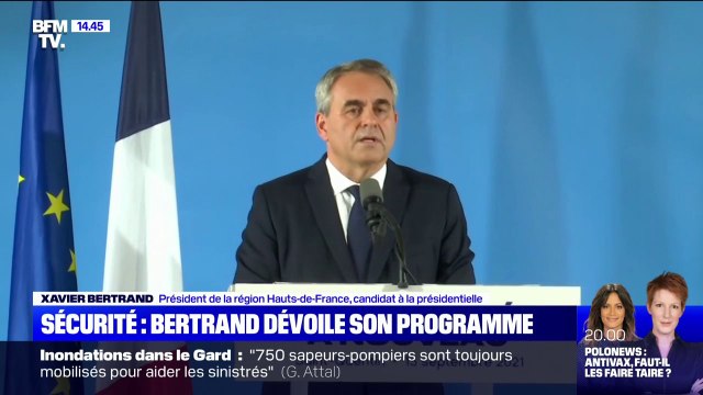 Emmanuel Macron n'a jamais mesuré l'explosion de la criminalité de la délinquance : Xavier Bertrand s'en prend au chef de l'État dans un discours ce mercredi
