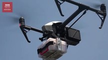 Drone pengantar makanan dan obat untuk warga yang isolasi mandiri di Makassar