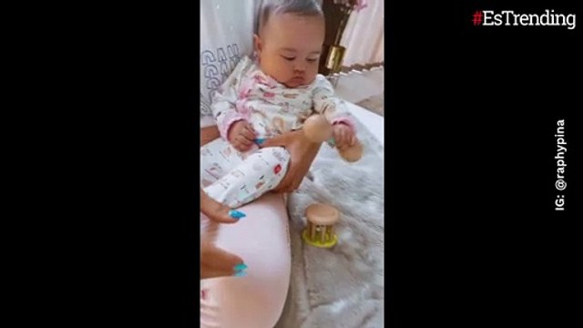 Mamá ya te quiere poner a cantar : bebé de Natti Natasha 'tocó' las maracas y enterneció las redes