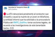 ATU denunciará penalmente a conductor que atropelló y causó muerte de joven en Miraflores