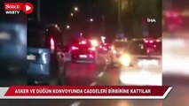 Bursa'da asker ve düğün konvoyunda caddeleri birbirine kattılar