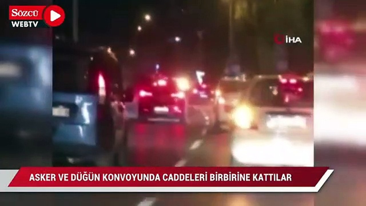 Bursa'da asker ve düğün konvoyunda caddeleri birbirine kattılar
