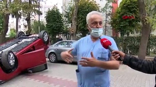 Ara sokakta ters dönmüş aracı görenler gözlerine inanamadı