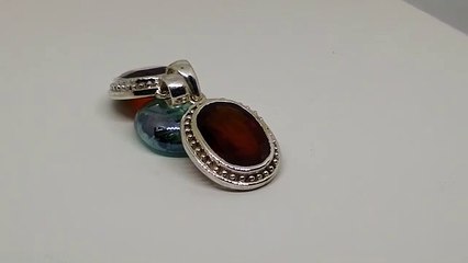 Stunning Hessonite pendant in sterling silver