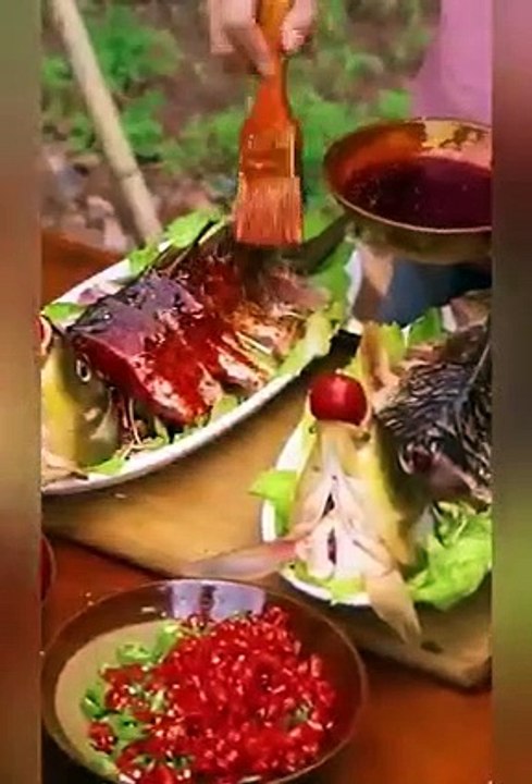 Primitive survival skills finding big Squid at River - cooking Squid eating delicious#3