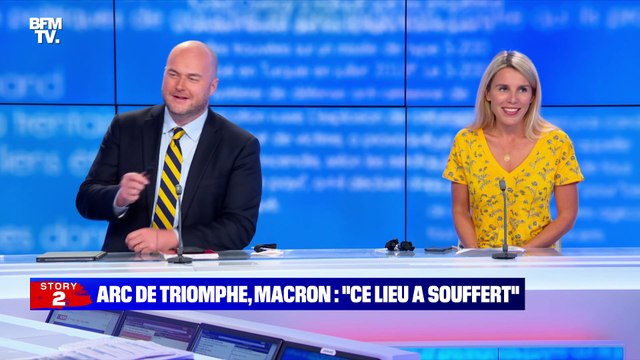 Story 7 : Ce lieu a souffert , Emmanuel Macron à l'inauguration de l'Arc de Triomphe empaqueté - 16/09