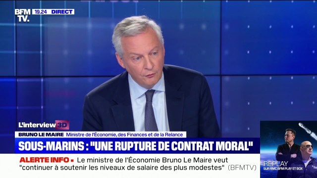 Pour Bruno Le Maire, la rupture de contrat de sous-marins par l'Australie est une rupture de contrat moral