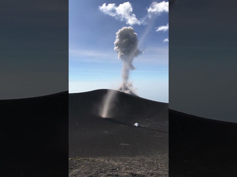 Volcano Erupts While Filming Dust Devil