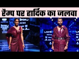 Hardik Pandya walks the ramp at Lakme Fashion Week