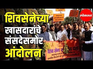 Shivsena खासदारांचे संसदेसमोर आंदोलन | Shiv Sena MPs Protest at Parliament | Delhi