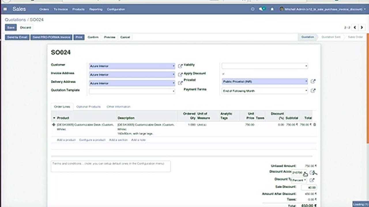 How to apply discount in Sale Order, Purchase Order and Invoice in Odoo