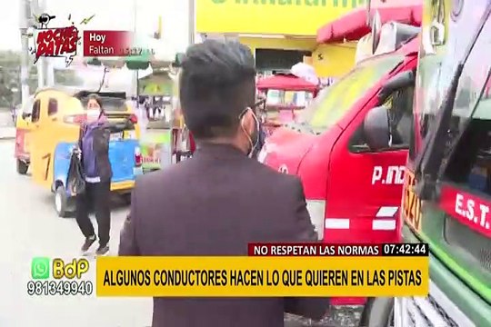 Caos en las pistas: diversos conductores no respetan las normas de tránsito